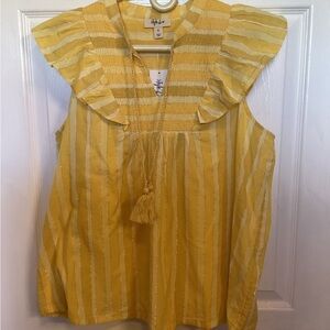 Style & Co. Yellow Ruffled Sleeveless Blouse
